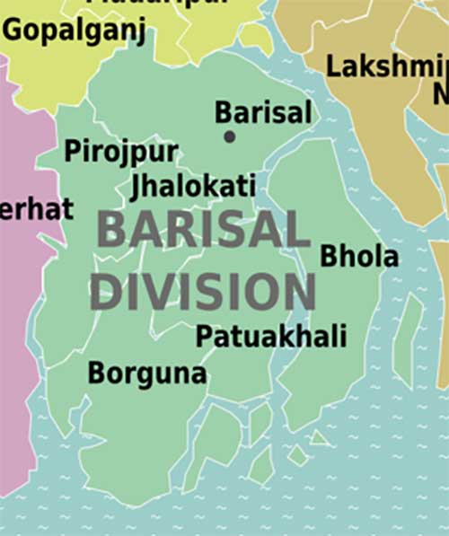 Barisal Divisions Districts in Map