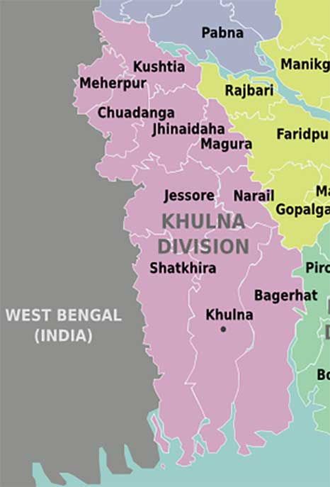 Khulna Divisions Districts in Map