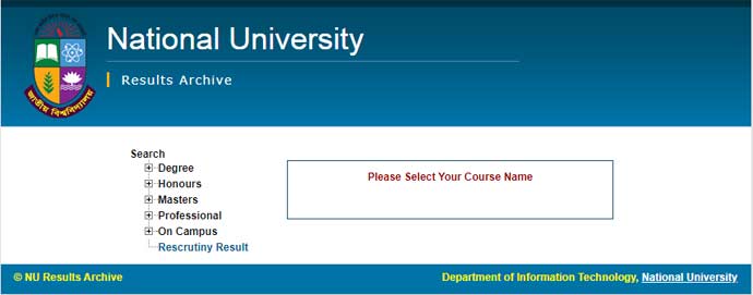 NU Honours 1st Year Result Check 1st Step