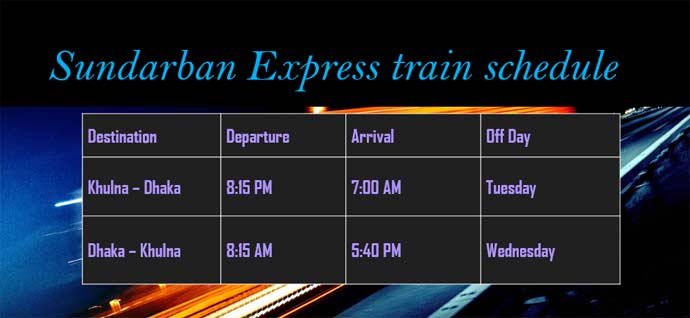Sundarban Express Train Schedule