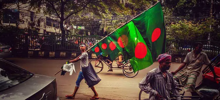 National Flag During the Victory of Bangladesh